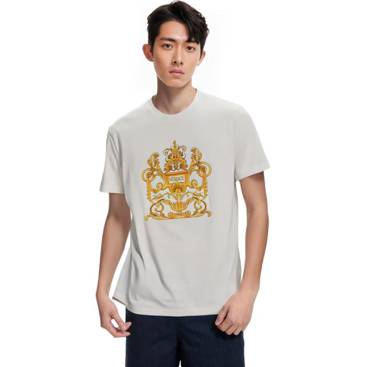 Sizing VERSACE  White Cotton Graphic Print Crewneck T-Shirt 1006430-1A04137-1W010