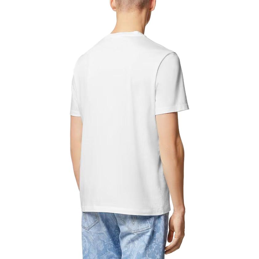 VERSACE  White Crew Neck Letter Print Short Sleeve T-Shirt 1010641-1A07700-1W000 圖 4