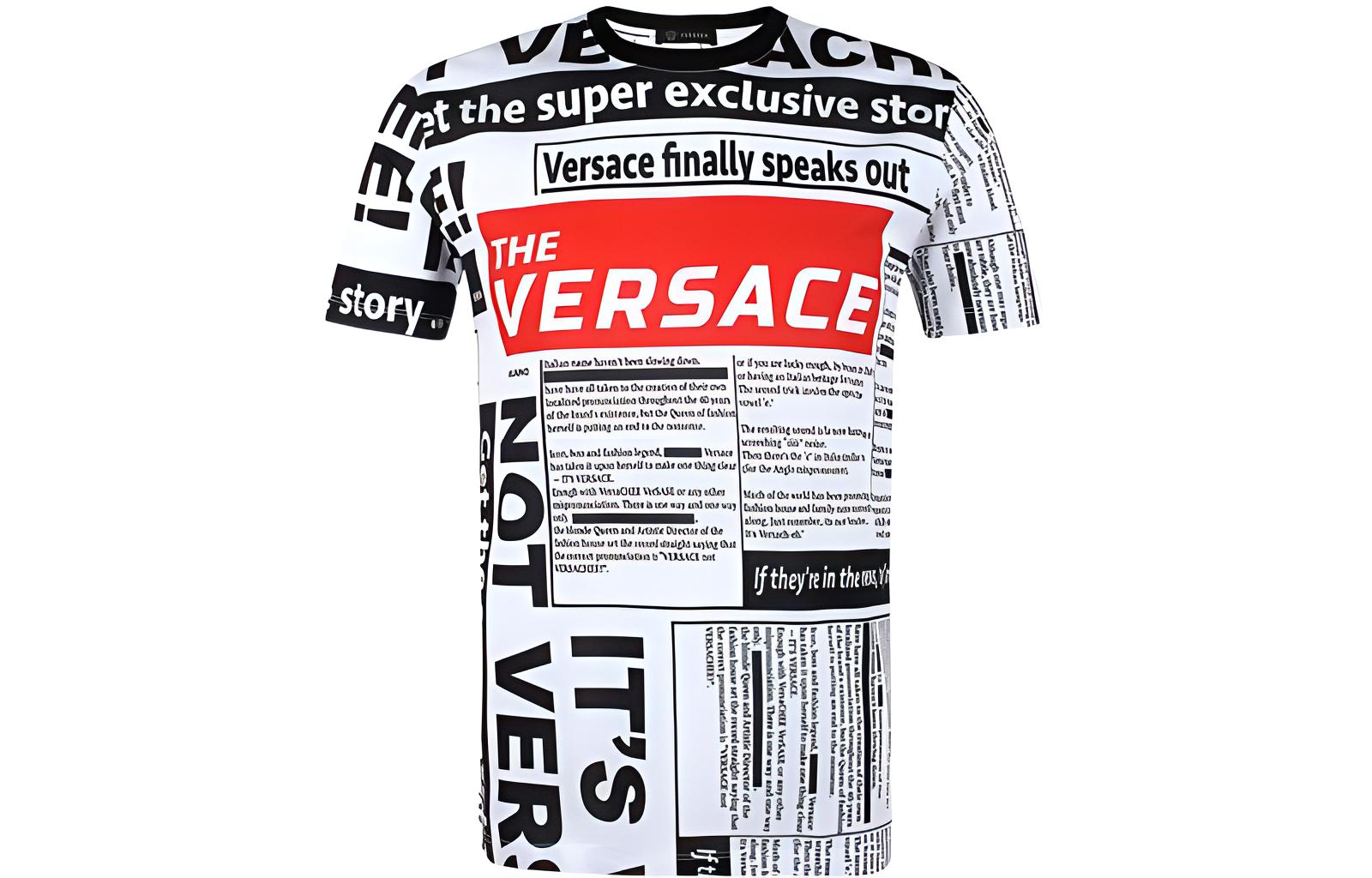 VERSACE  White Crew Neck T-Shirt with Logo Print A79334-A229317-A737