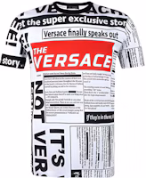 VERSACE White Crew Neck T-Shirt with Logo Print A79334-A229317-A737 VERSACE White Crew Neck T-Shirt with Logo Print A79334-A229317-A737