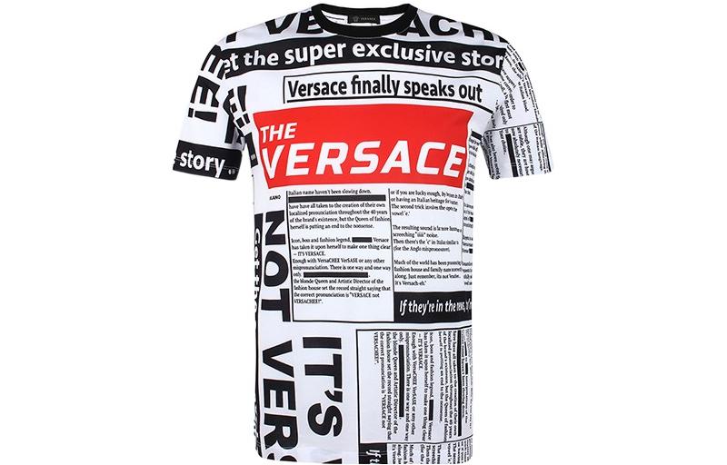 VERSACE  White Crew Neck T-Shirt with Logo Print A79334-A229317-A737 圖 2