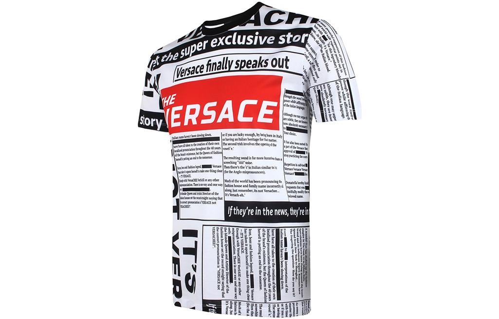 VERSACE  White Crew Neck T-Shirt with Logo Print A79334-A229317-A737 圖 5