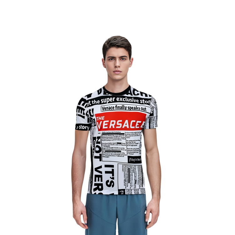 VERSACE  White Crew Neck T-Shirt with Logo Print A79334-A229317-A737 圖 6