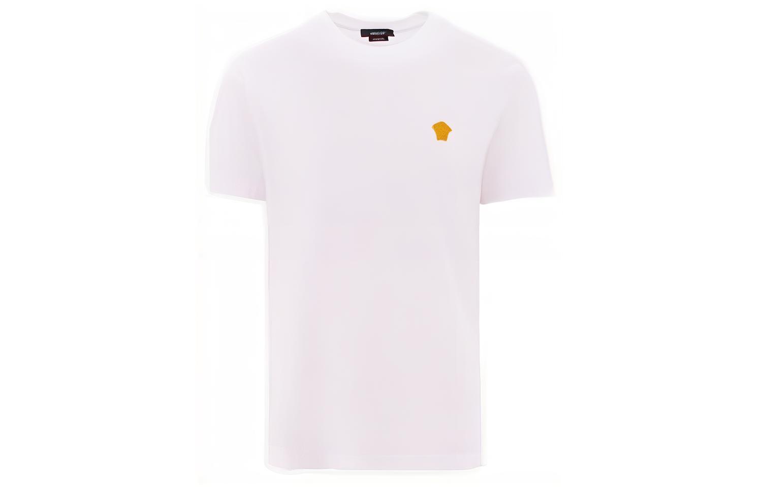 VERSACE  White Crewneck T-Shirt with Solid Pattern Print. 1008481-1A08489-1W000