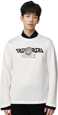 VERSACE White Graphic Logo Print Long Sleeve Relaxed Fit Tee 1004229-1A02800-1W000 Shop VERSACE White Graphic Logo Print Long Sleeve Relaxed Fit Tee 1004229-1A02800-1W000