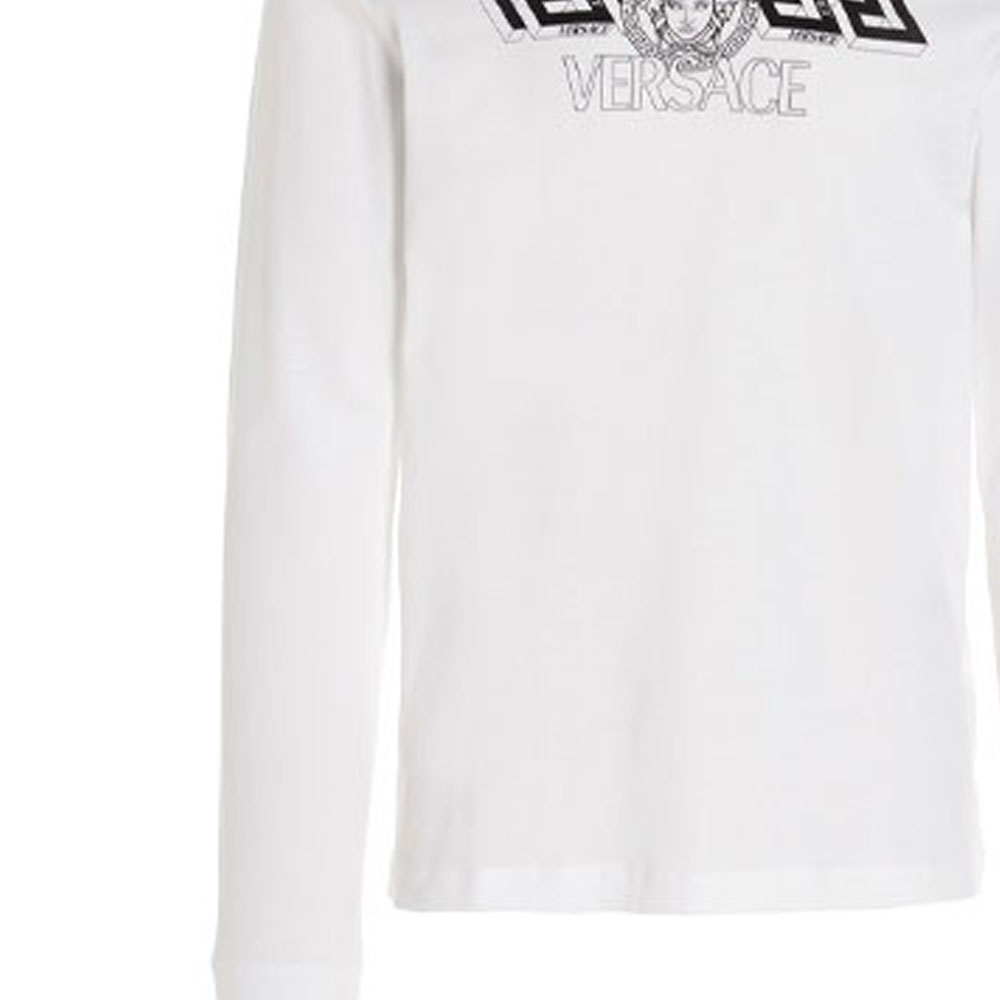 Details for VERSACE  White Graphic Logo Print Long Sleeve Relaxed Fit Tee 1004229-1A02800-1W000