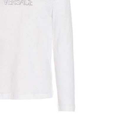 VERSACE White Graphic Logo Print Long Sleeve Relaxed Fit Tee 1004229-1A02800-1W000 Sizing VERSACE White Graphic Logo Print Long Sleeve Relaxed Fit Tee 1004229-1A02800-1W000