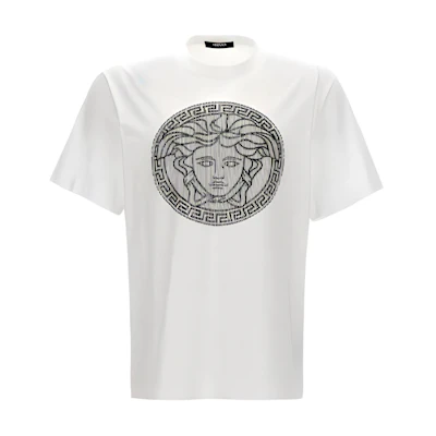 Versace White Graphic Print Crew Neck Casual Short Sleeve T-Shirt 1013302-1A10721-1W000
