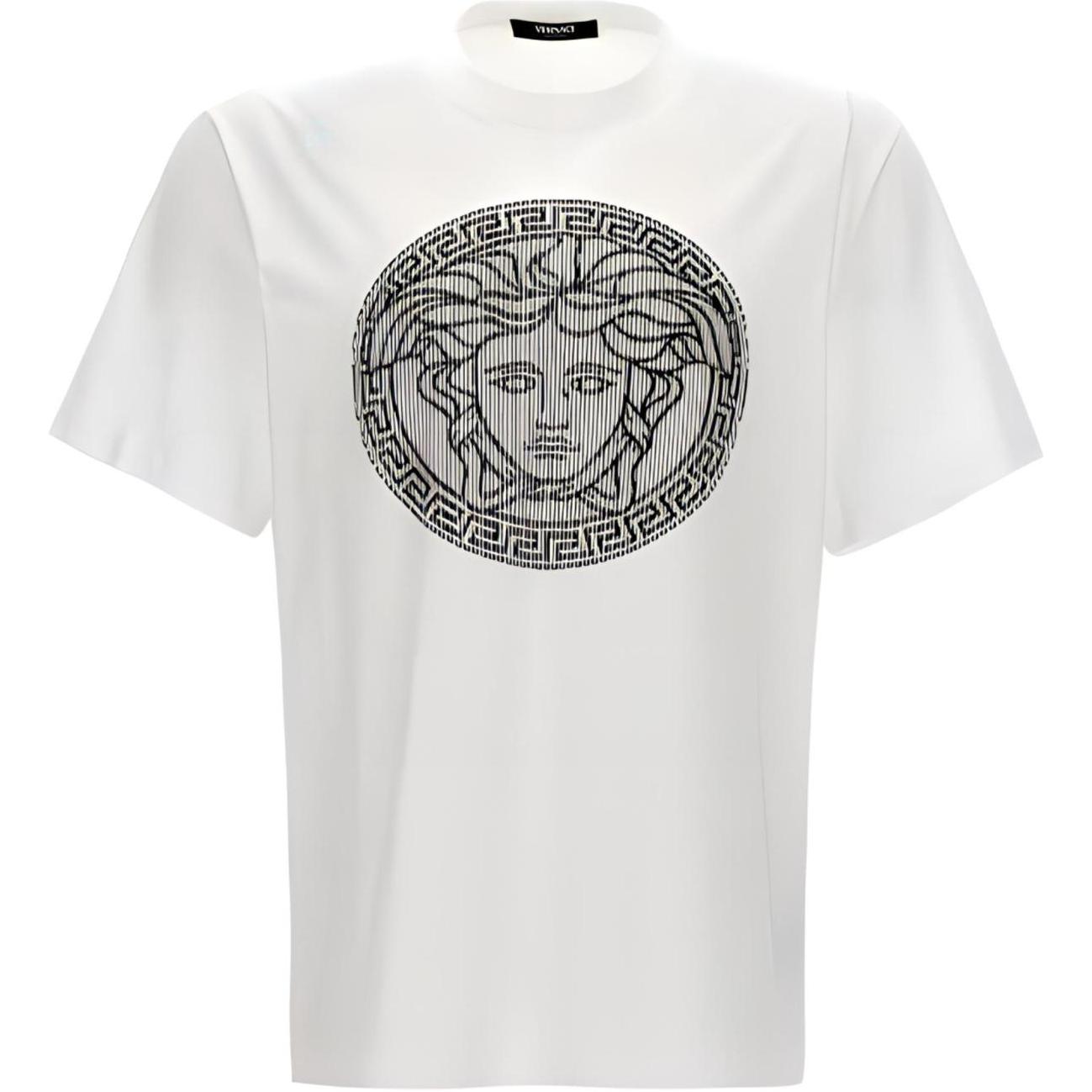 Order Versace 白色圖案印花圓領休閒短袖T恤 1013302-1A10721-1W000