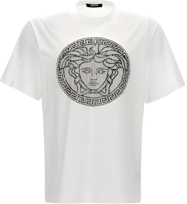 Versace 白色圖案印花圓領休閒短袖T恤 1013302-1A10721-1W000 Order Versace 白色圖案印花圓領休閒短袖T恤 1013302-1A10721-1W000
