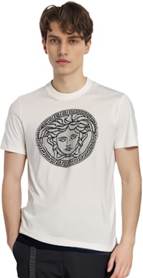 Versace 白色圖案印花圓領休閒短袖T恤 1013302-1A10721-1W000 Purchase Versace 白色圖案印花圓領休閒短袖T恤 1013302-1A10721-1W000