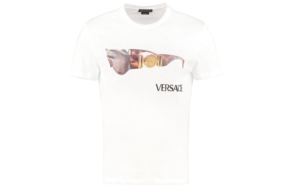 VERSACE  White Graphic Print Crew Neck Short Sleeve T-Shirt A85158-S228806A-1001
