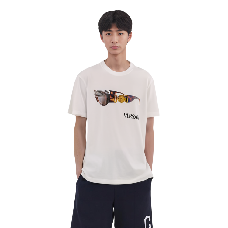 VERSACE  White Graphic Print Crew Neck Short Sleeve T-Shirt A85158-S228806A-1001 圖 4