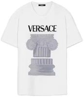 Order VERSACE White Letter Architectural Print Crewneck T-Shirt 1010229-1A07449-1W000