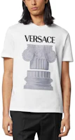 Shop VERSACE White Letter Architectural Print Crewneck T-Shirt 1010229-1A07449-1W000