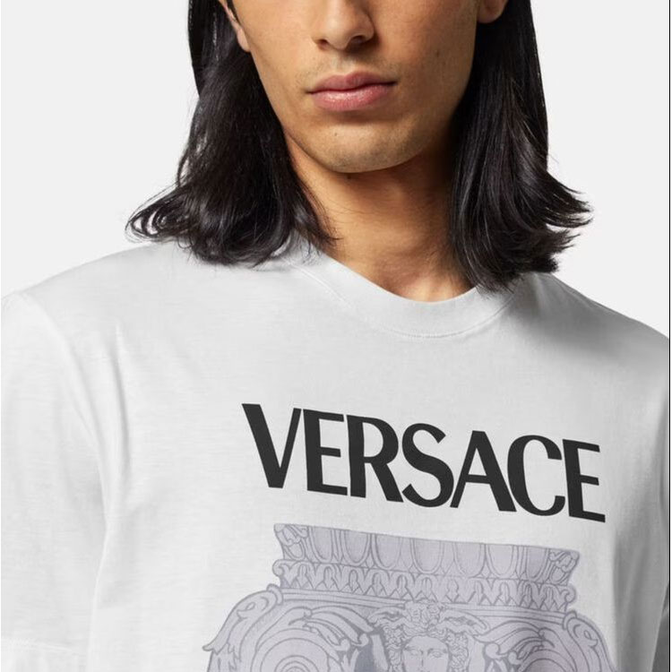 Details for VERSACE 白色字母建築印花圓領T恤 1010229-1A07449-1W000