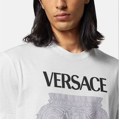 VERSACE 白色字母建築印花圓領T恤 1010229-1A07449-1W000 Details for VERSACE 白色字母建築印花圓領T恤 1010229-1A07449-1W000
