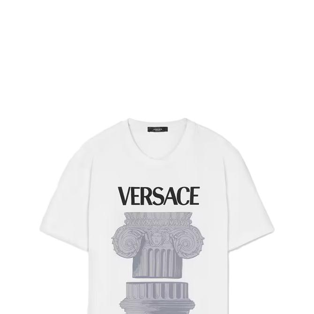Sizing VERSACE 白色字母建築印花圓領T恤 1010229-1A07449-1W000