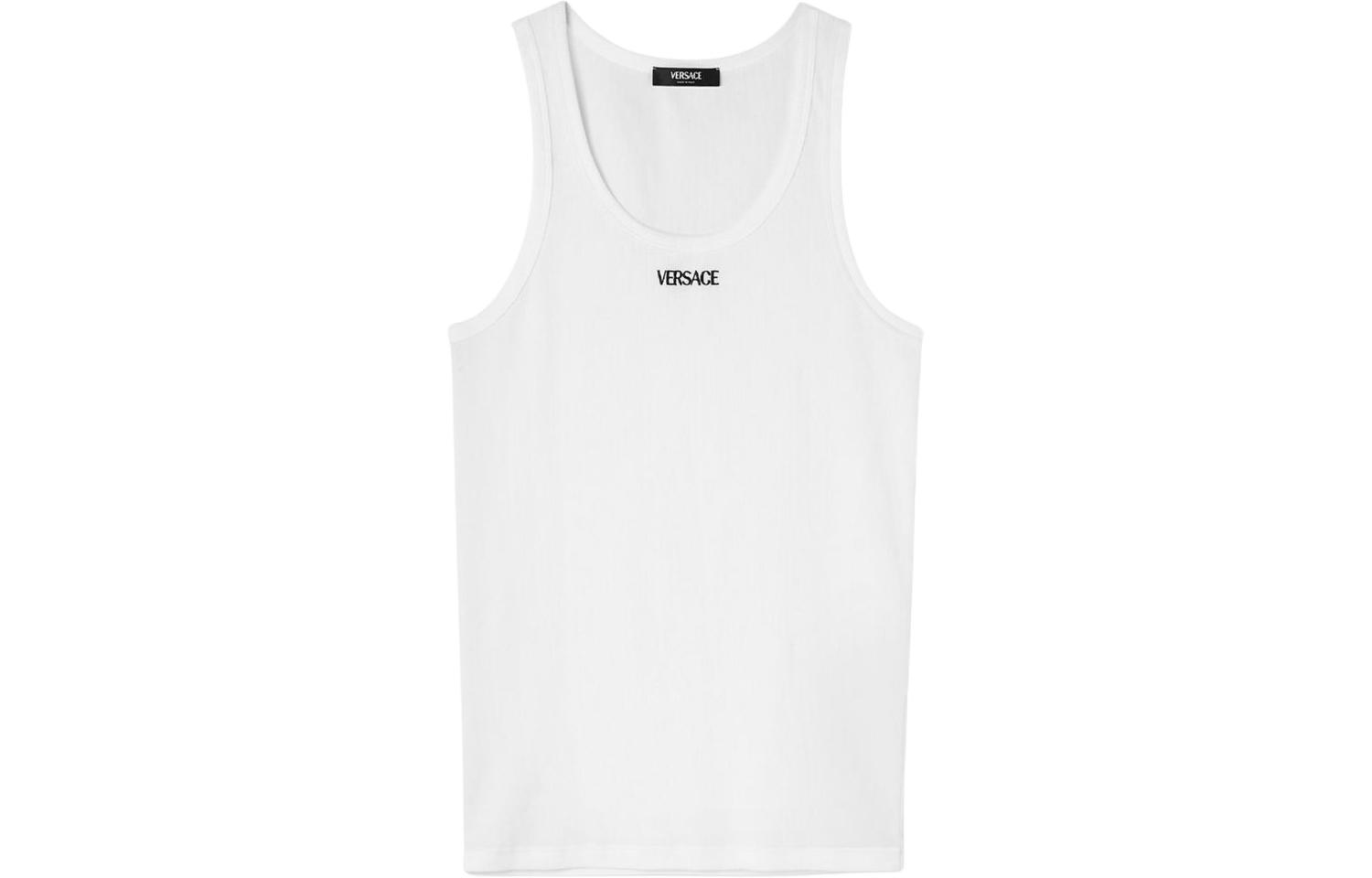 Order VERSACE 白色刺繡標誌無袖背心上衣 1013125-1A09410-1W000