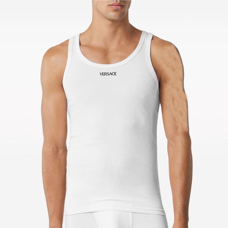Lookbook VERSACE 白色刺繡標誌無袖背心上衣 1013125-1A09410-1W000