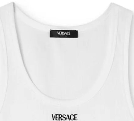 VERSACE 白色刺繡標誌無袖背心上衣 1013125-1A09410-1W000 Purchase VERSACE 白色刺繡標誌無袖背心上衣 1013125-1A09410-1W000
