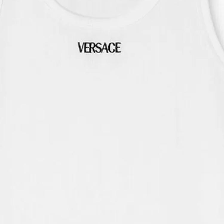 Sizing VERSACE 白色刺繡標誌無袖背心上衣 1013125-1A09410-1W000