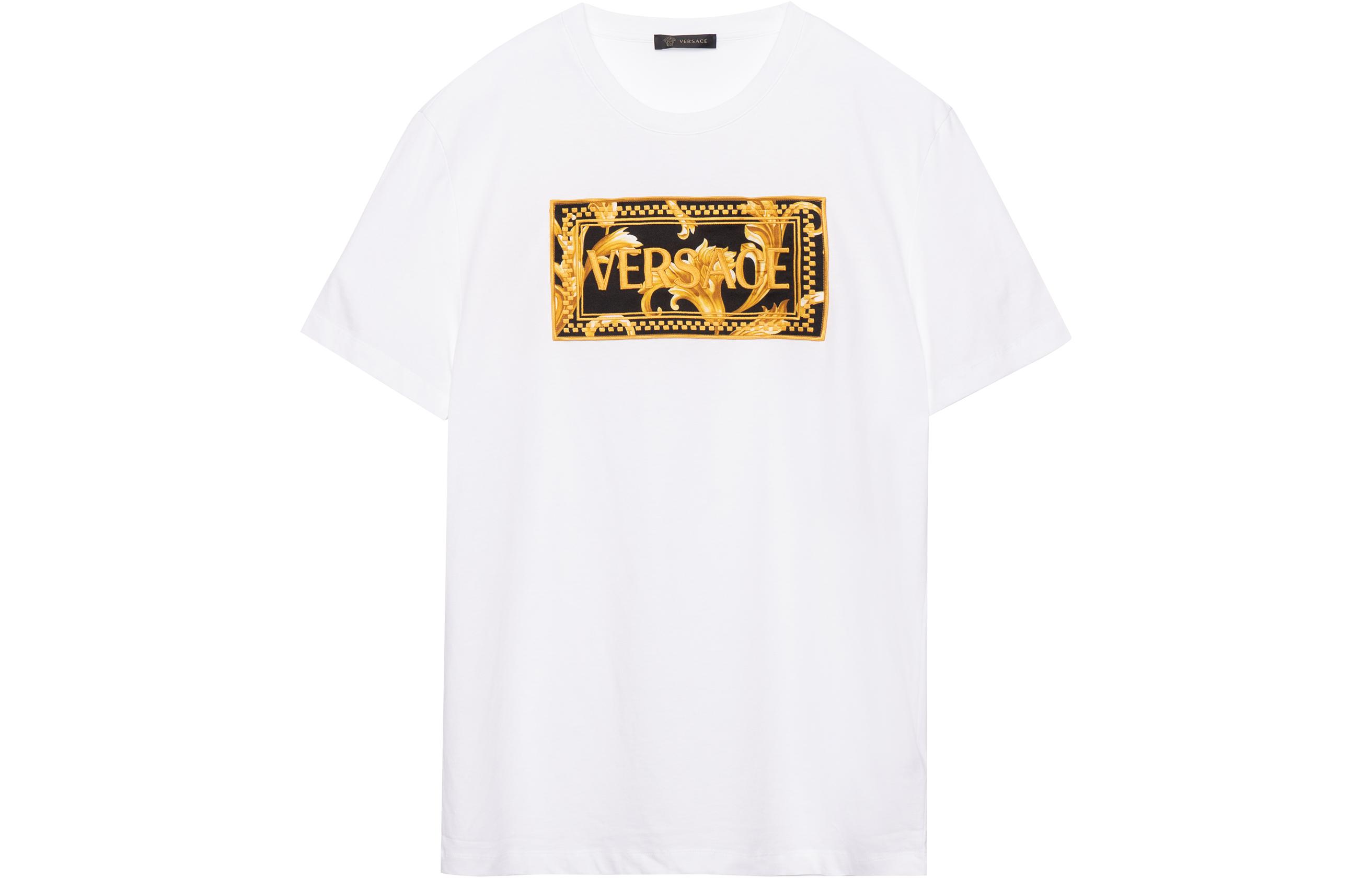 VERSACE  White Logo Letter Print Crew Neck Short Sleeve T-Shirt. A89502S-A230901-A2048 圖 2