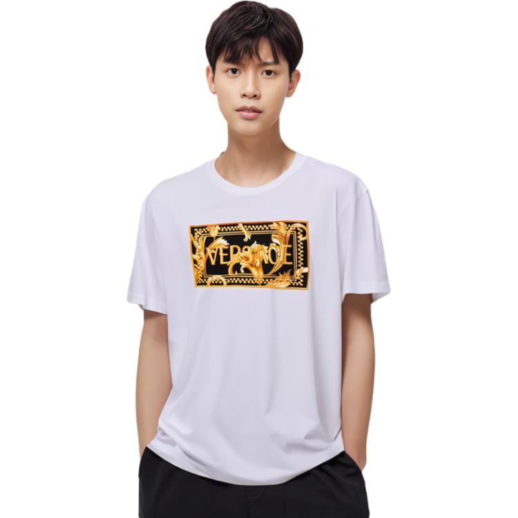 VERSACE  White Logo Letter Print Crew Neck Short Sleeve T-Shirt. A89502S-A230901-A2048 圖 5