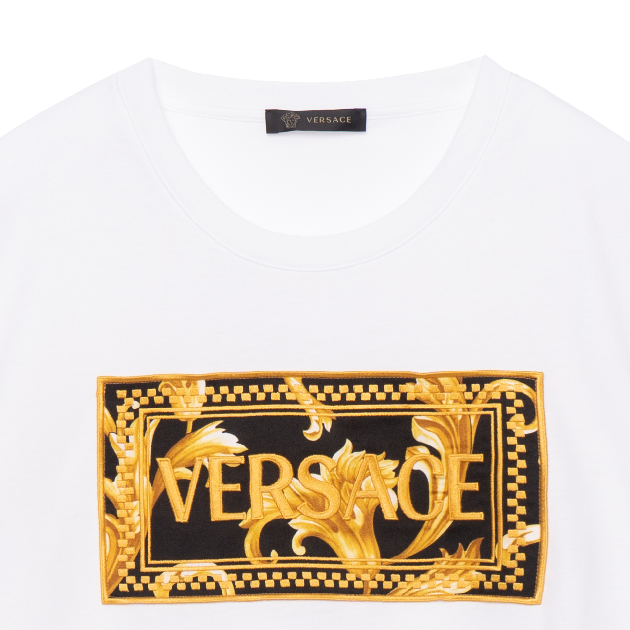 VERSACE  White Logo Letter Print Crew Neck Short Sleeve T-Shirt. A89502S-A230901-A2048 圖 6