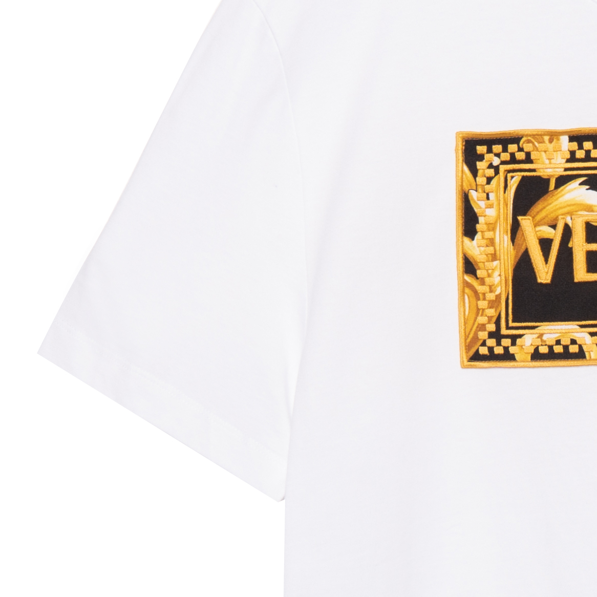 VERSACE  White Logo Letter Print Crew Neck Short Sleeve T-Shirt. A89502S-A230901-A2048 圖 9