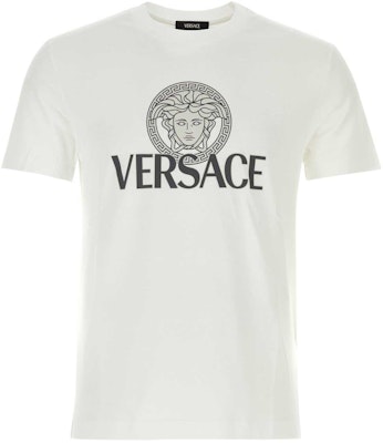 VERSACE White Logo Print Crew Neck T-Shirt 1014226-1A10088-1W000 Order VERSACE White Logo Print Crew Neck T-Shirt 1014226-1A10088-1W000