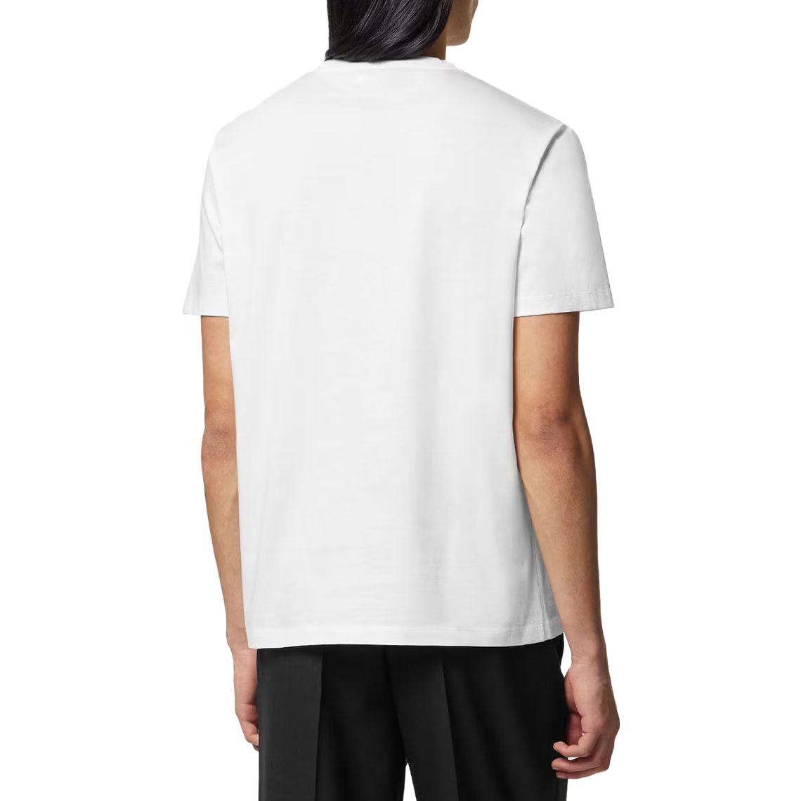 VERSACE  White Logo Print Crewneck Short Sleeve Casual T-Shirt 1011694-1A08584-1W000 圖 4