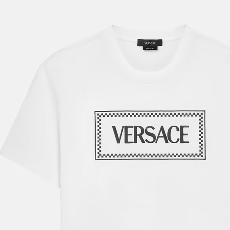 VERSACE  White Logo Print Crewneck Short Sleeve Casual T-Shirt 1011694-1A08584-1W000 圖 5