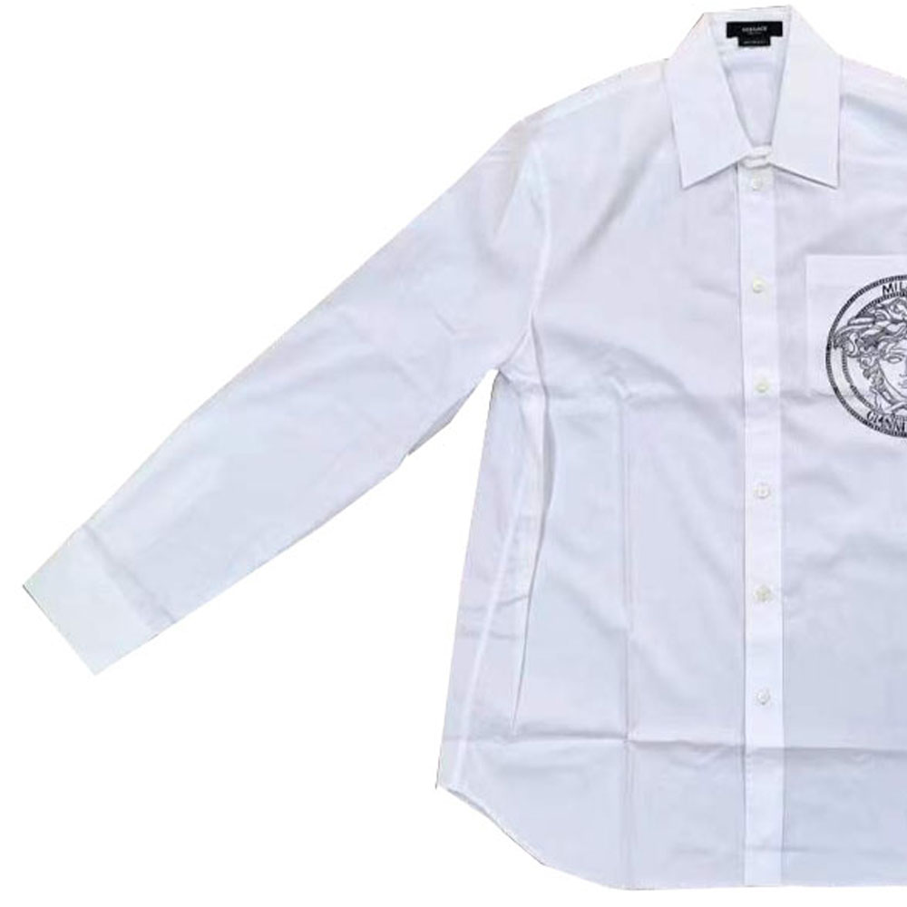 Purchase VERSACE Baju Putih Lengan Panjang dengan Cetakan Logo dan Rekaan Single-Breasted A87415-A232105-A1001