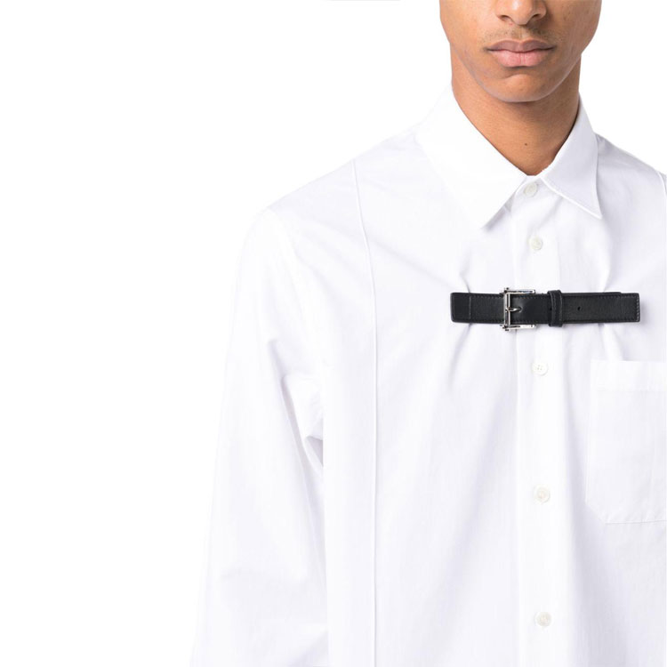 VERSACE  White Long-Sleeve Shirt with Solid Color and Buckle Collar. 1012146-1A08973-1W000 圖 6
