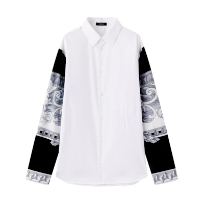 VERSACE White Long Sleeve Shirt with Multicolor Print Design 1012246-1A08826