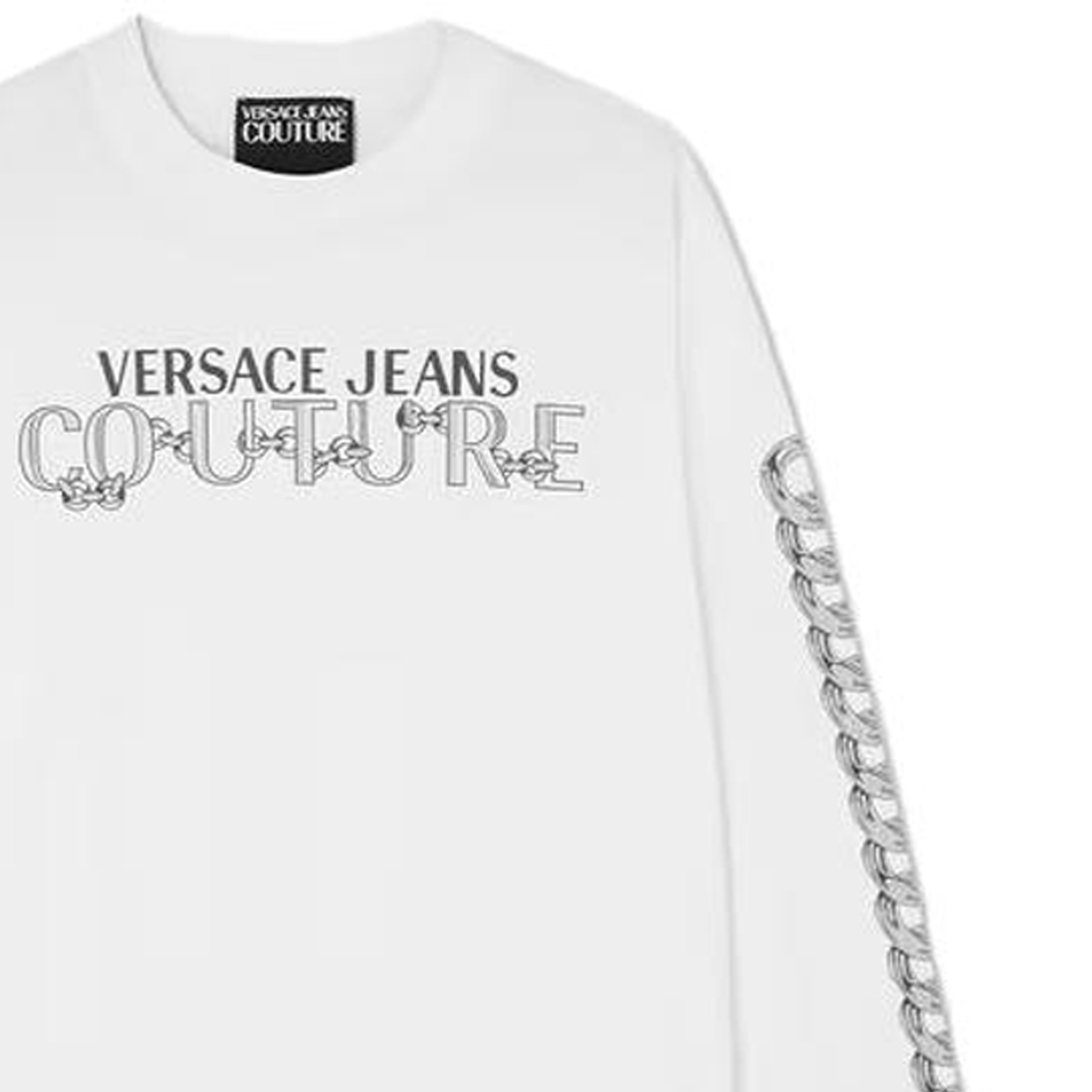 Sizing VERSACE 白色長袖T恤 字母Logo印花設計。 E75GAHF03-ECJ00F-E003