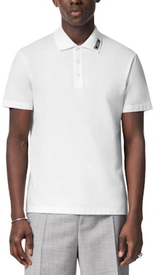 VERSACE White Polo Shirt with Logo Lettering and Collar Design. 1013906-1A11276-1W010 Shop VERSACE White Polo Shirt with Logo Lettering and Collar Design. 1013906-1A11276-1W010