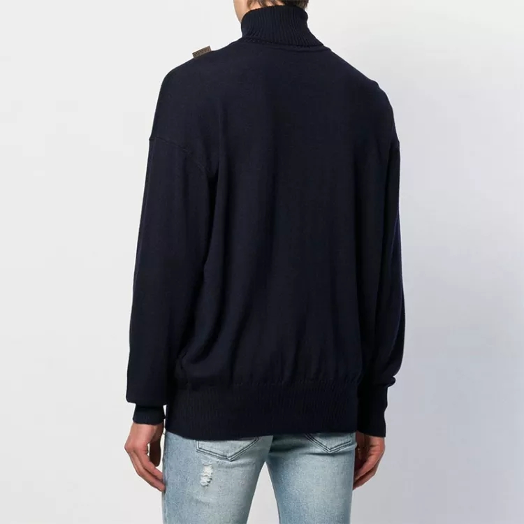 VERSACE  Wool Diamond Knit Turtleneck Sweater in Dark Blue SS22 V700873-VK00351-V1391 圖 4