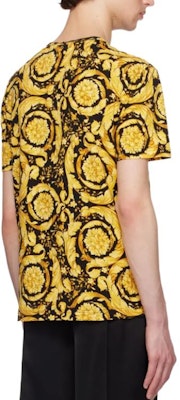 VERSACE Yellow Logo Print Crewneck Loose Fit Short Sleeve T-Shirt. 1000959-1A11188-5B010 Shop VERSACE Yellow Logo Print Crewneck Loose Fit Short Sleeve T-Shirt. 1000959-1A11188-5B010