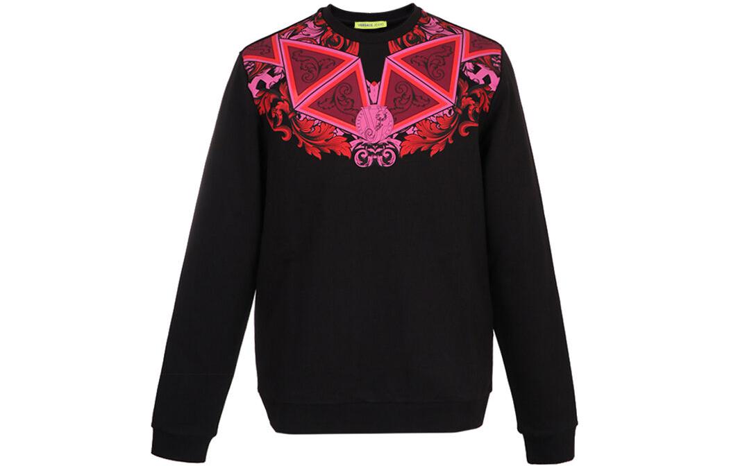 Versace Abstract Print Crewneck Sweatshirt Black Red B7GSB7FE-30175-L62