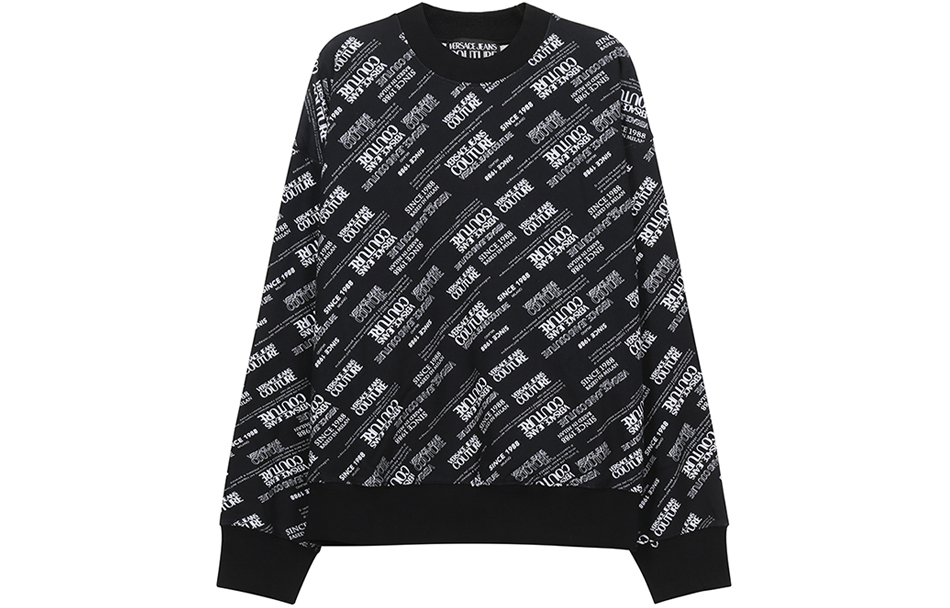 Versace All-Over Letter Print Crewneck Sweatshirt Black 71GAI3O2-FS000-899