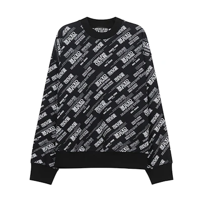 Versace All-Over Letter Print Crewneck Sweatshirt Black 71GAI3O2-FS000-899