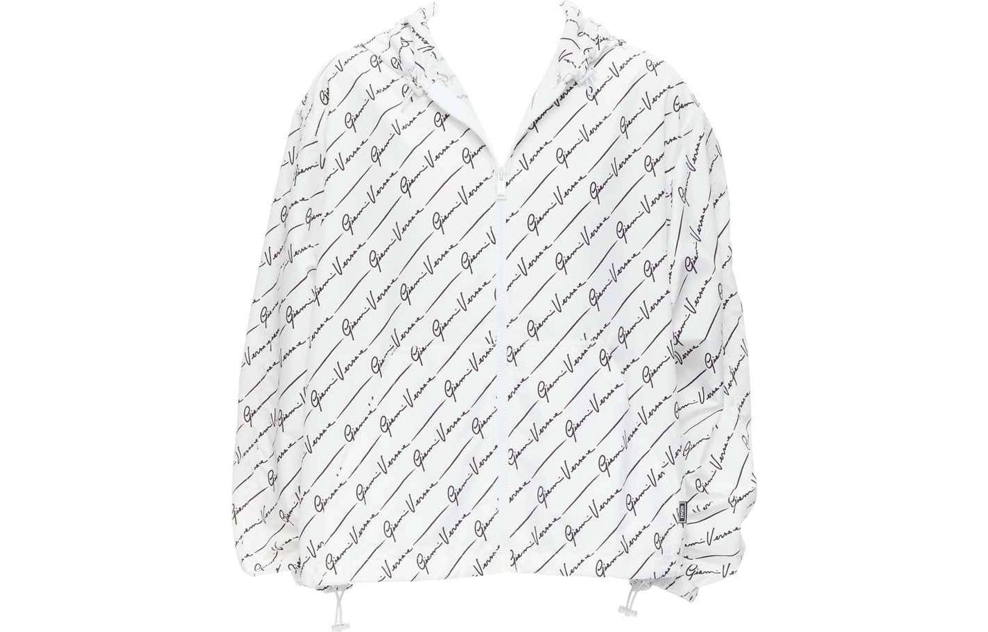 Versace All-Over Letter Print Zip-Up Hooded Jacket for Men A82747-A232862-A7001