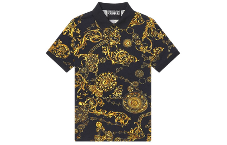 Order VERSACE Polo Negro de Manga Corta Estampado Completo Casual E71GAG6S0-EJS014-EG89