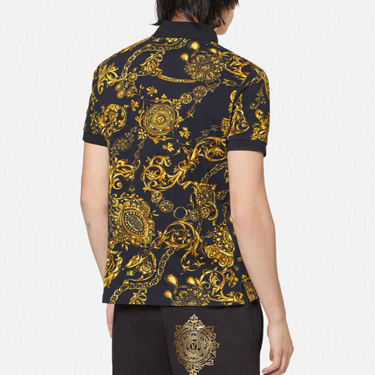Purchase VERSACE Polo Negro de Manga Corta Estampado Completo Casual E71GAG6S0-EJS014-EG89