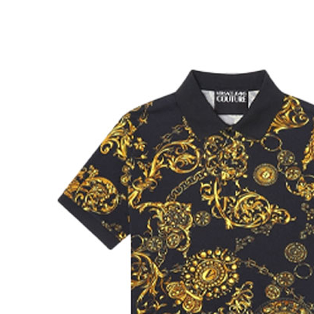 Details for VERSACE Polo Negro de Manga Corta Estampado Completo Casual E71GAG6S0-EJS014-EG89