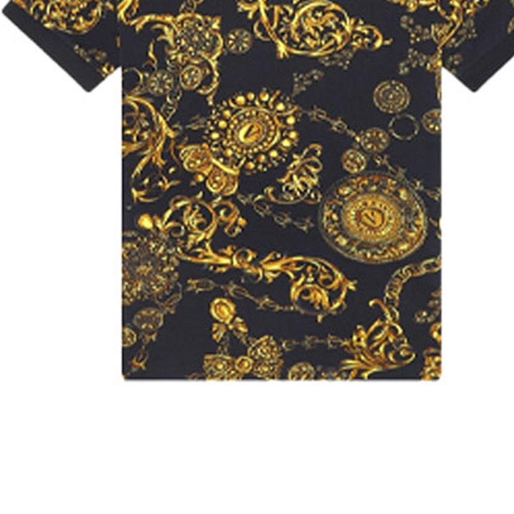 Sizing VERSACE Polo Negro de Manga Corta Estampado Completo Casual E71GAG6S0-EJS014-EG89