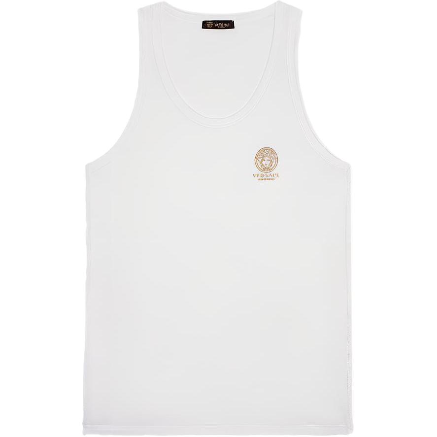 VERSACE Badge Crew Neck Sleeveless Tee White AUU01012-A232741-A1001