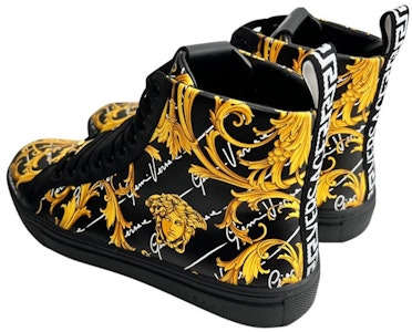 Versace Barocco Zapatillas Altas de Cuero 'Negro Oro' 1002782-1A02202_5B00V Lookbook Versace Barocco Zapatillas Altas de Cuero 'Negro Oro' 1002782-1A02202_5B00V